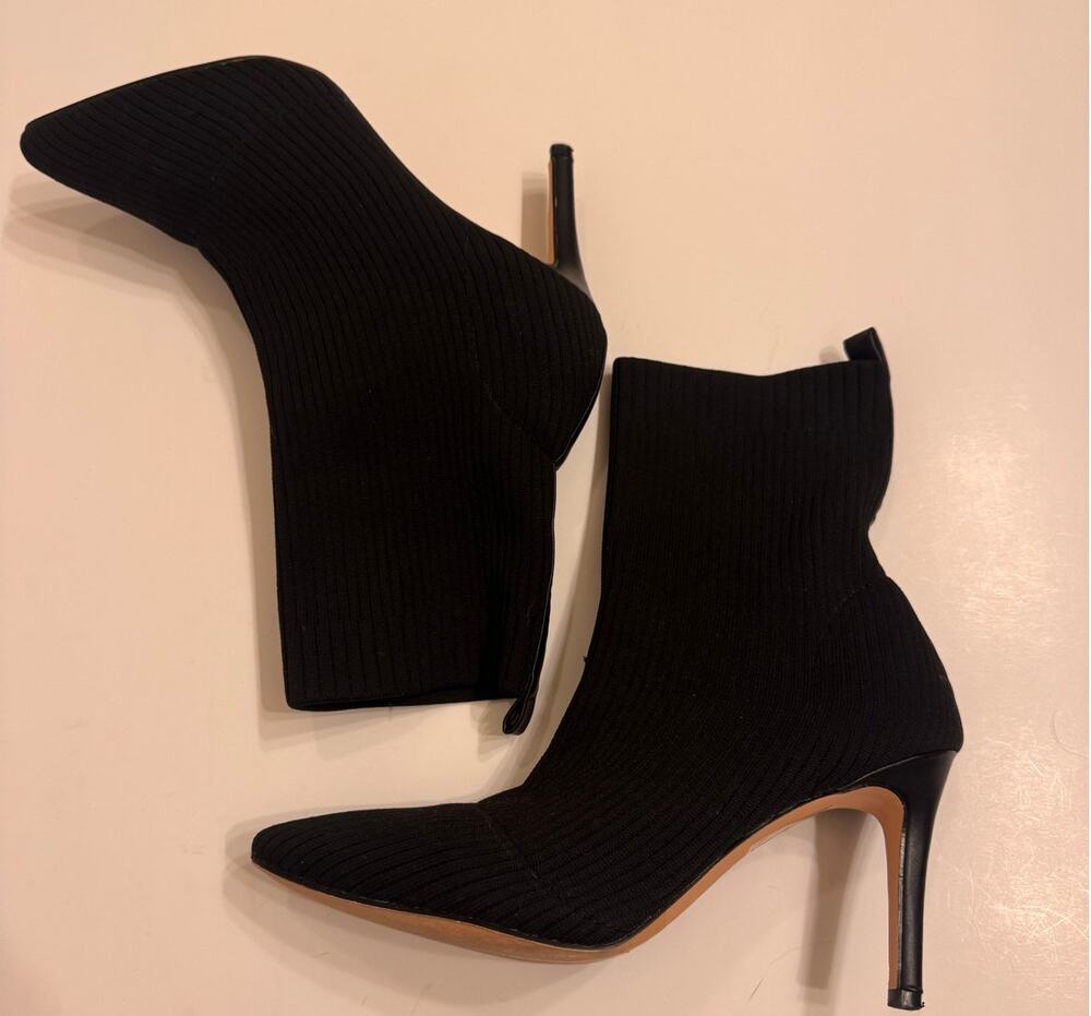 Catherine Malandrino Knit Pointed Toe 3.5" Heel Ankle Boots Size 8.5 Black